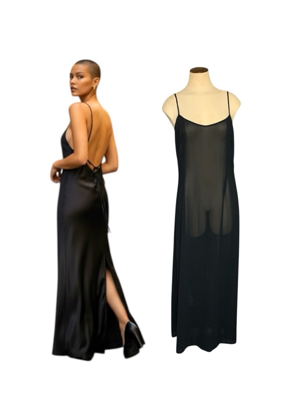 SHAN Black Sheer Mesh Maxi Dress 2 (XS/S) Open Back Resort Cover up Quiet Luxury